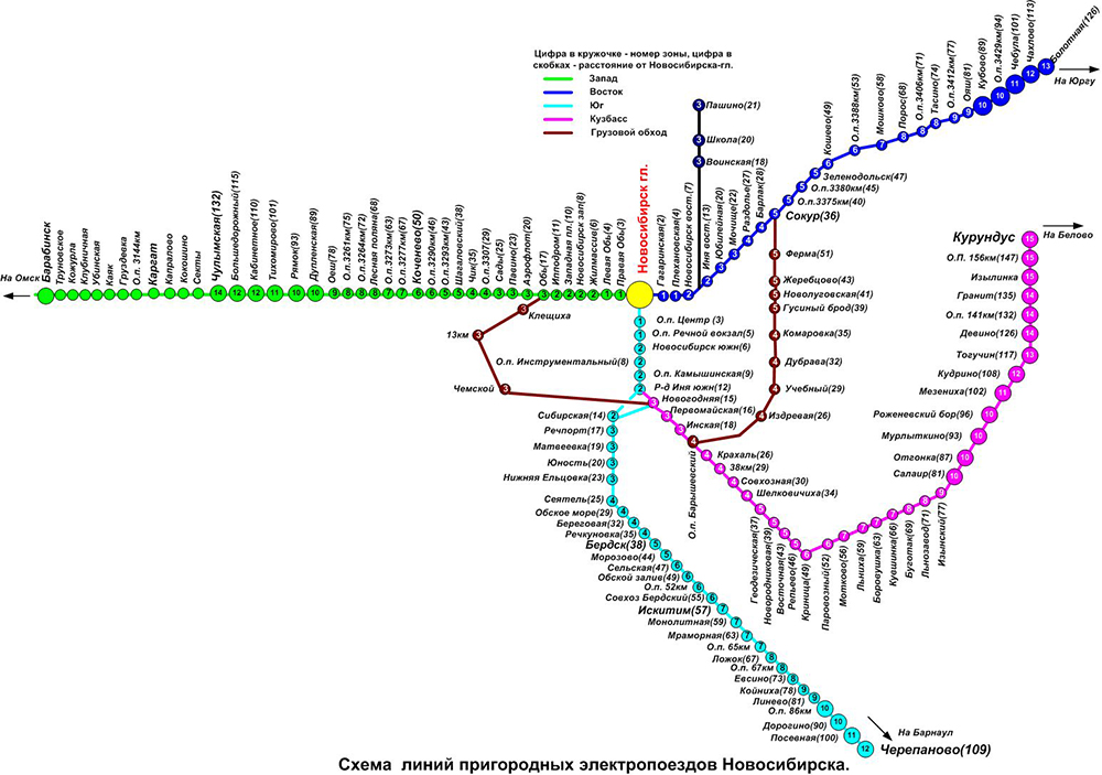 Схема движения электропоездов Новосибирской области